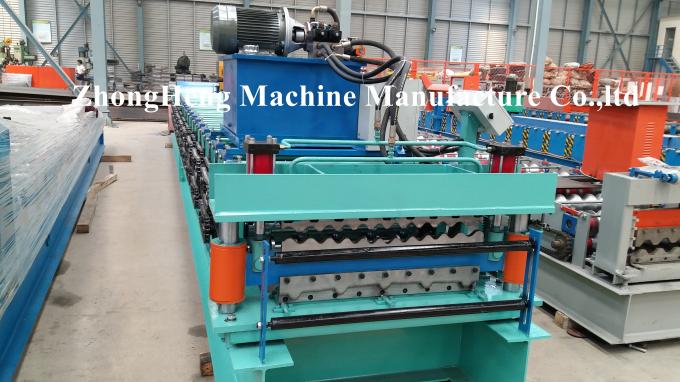 5.5kw Motor Roofing Sheet Roll Forming Machine , double deck roll forming machine for coils