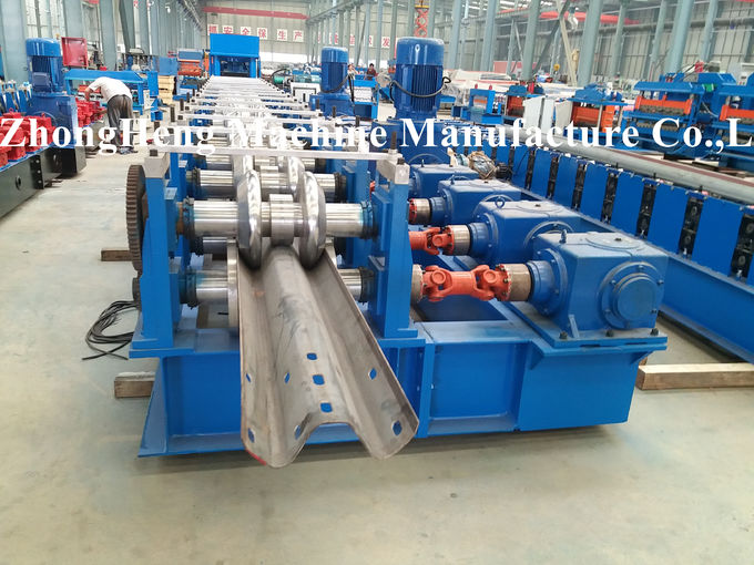 Thickness 2.5 - 2.8mm Three Waves Guardrail Forming Machinery With Gearbox Drive