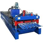 Prepainted Steel Roofing Glazed Tile Roll Forming Machine With Hydraulic Cutting