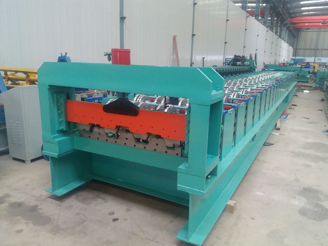 PPGI Floor Deck Roll Forming Machine Concreate With Embossing Rollers For 1.2mm Thickness