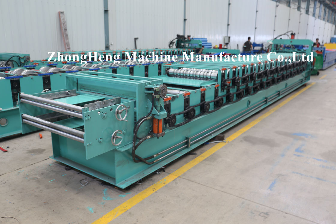 Colored Steel Corrugated Roof Sheet Roll Forming Machine With Cut To Length Devices