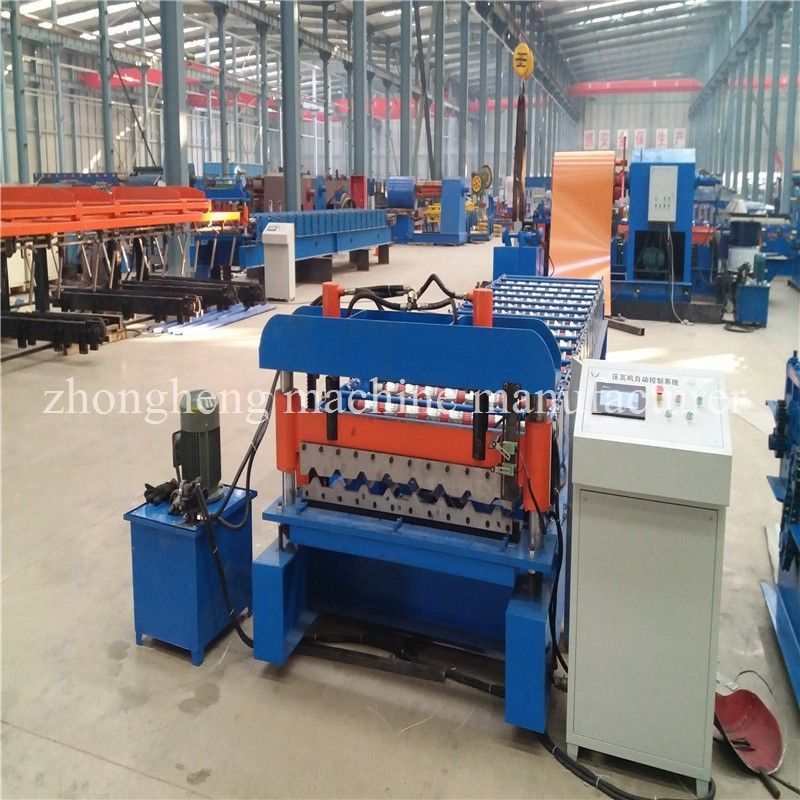 Fast Speed Zinc Roof Sheet Roll Forming Machine With Electric Cutting 30m/Min
