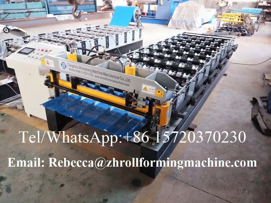Advanced metal Roofing Sheet Roll Forming Machine With Double Chains Drive 0.3mm - 0.8mm